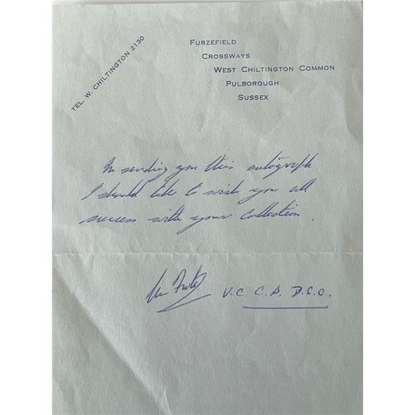 British military Ian Frazier signed note