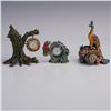 Image 1 : 3pc Enameled Clocks with Toucan, Peacock & Tree Design