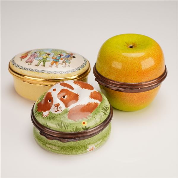 3pc Halcyon Days Enamel Treasure Boxes