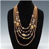 Image 1 : Multi-Strand Beaded Statement Necklace, Amber Tones