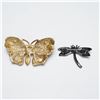 Image 2 : 2pc Bejeweled and Enamel Winged Insect Brooches