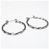 Image 2 : 3 Pairs Silver Tone Hoop Earrings Including Rhinestone and Textured Styles