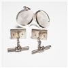 Image 2 : 3pc Sterling Silver & Enamel Cufflinks and Locket