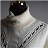 Image 2 : Tahari Cream Wool Turtleneck Sweater with Openwork Braiding