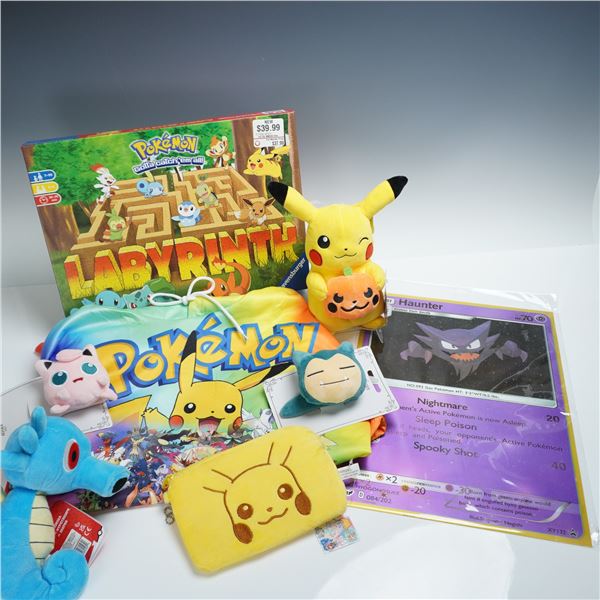 7pc Pokemon Collectible Lot - Plush, Game, and Apparel