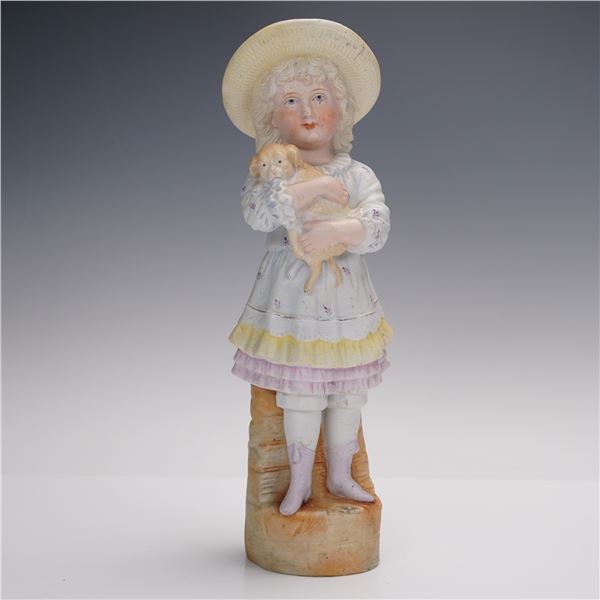 Bisque Figurine, Girl with Puppy