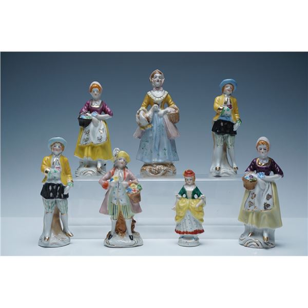 7pc Porcelain Hand Painted Figurines, Made in Japan