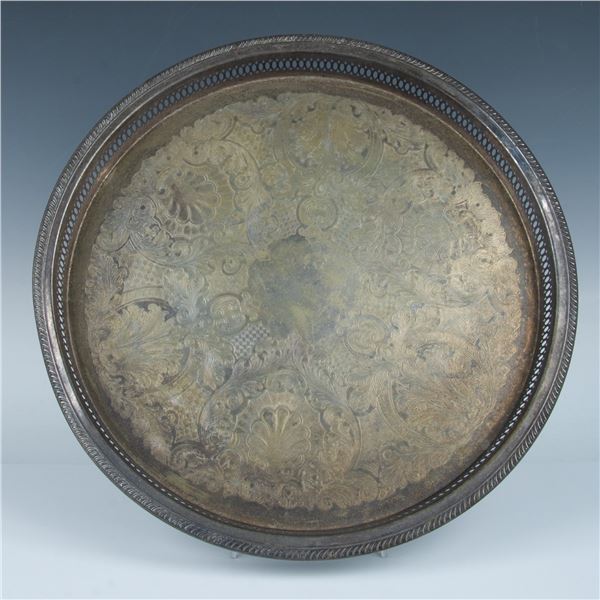 Vintage Silverplated Pierced Celtic Round Tray