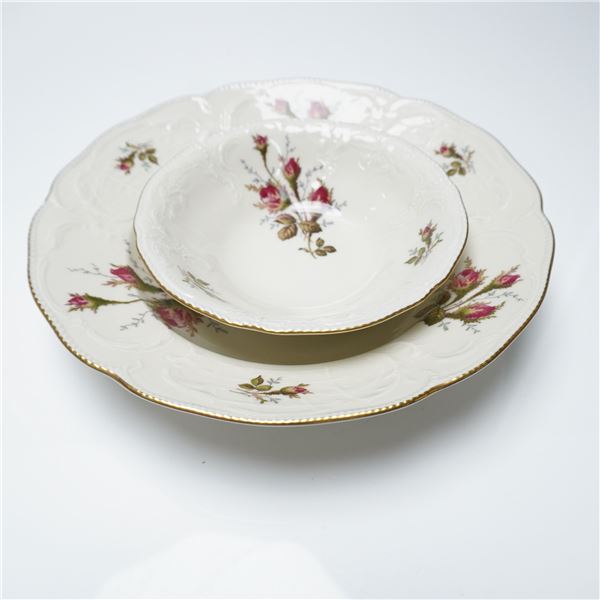 2pc Rosenthal Moss Rose Rim Soup and Cereal Bowls