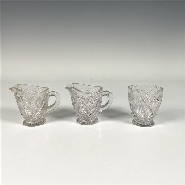 3pc Glass Toy Creamers and Child's Spooner