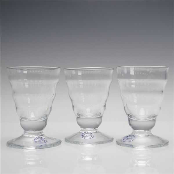 3pc Vietri Clear Glass Footed Tumblers