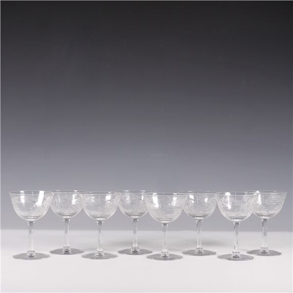 8pc Etched Crystal Coupe Glasses