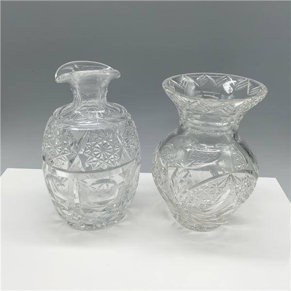 Pair of Crystal Glass Vase and Decanter Set