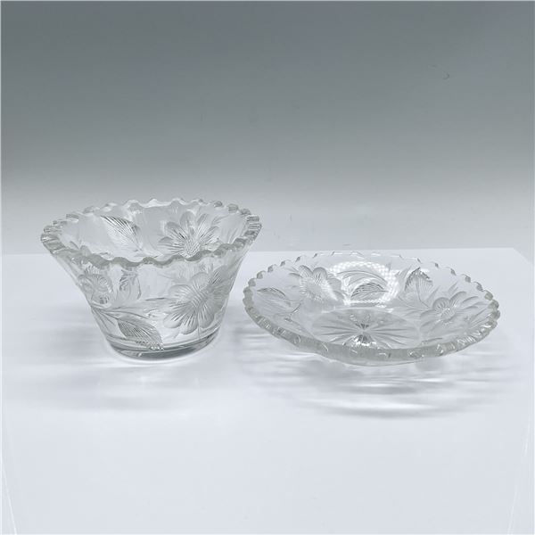Pair of Vintage Glass Floral Motif Bowls