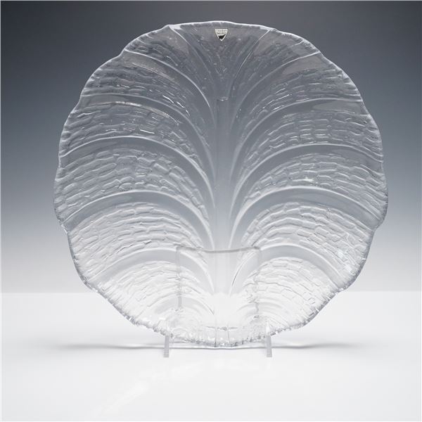 Orrefors Sweden Crystal Leaf-Form Dish