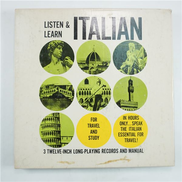 Listen & Learn Italian Language Course Vinyl LP Set