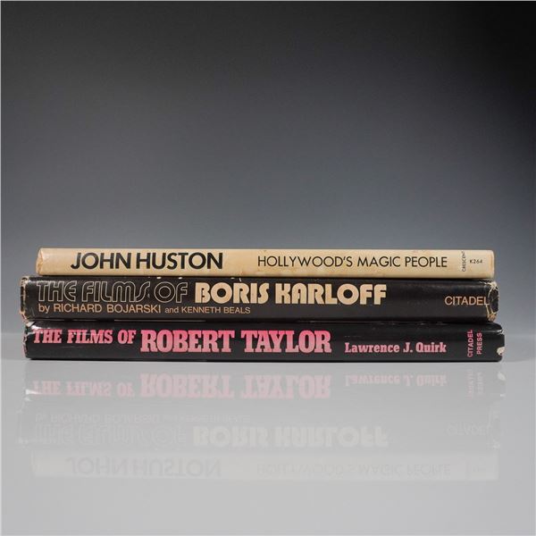 3pc Vintage Hollywood Film Books " Robert Taylor, Boris Karloff & John Hust