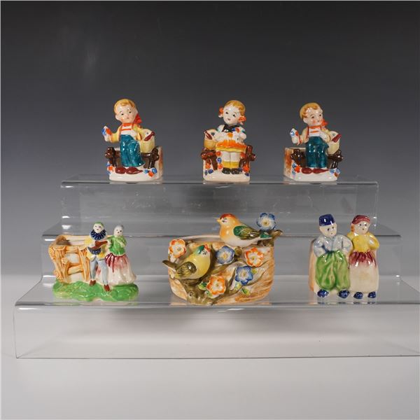 6pc Occupied Japan Hand-Painted Porcelain Figural Holders