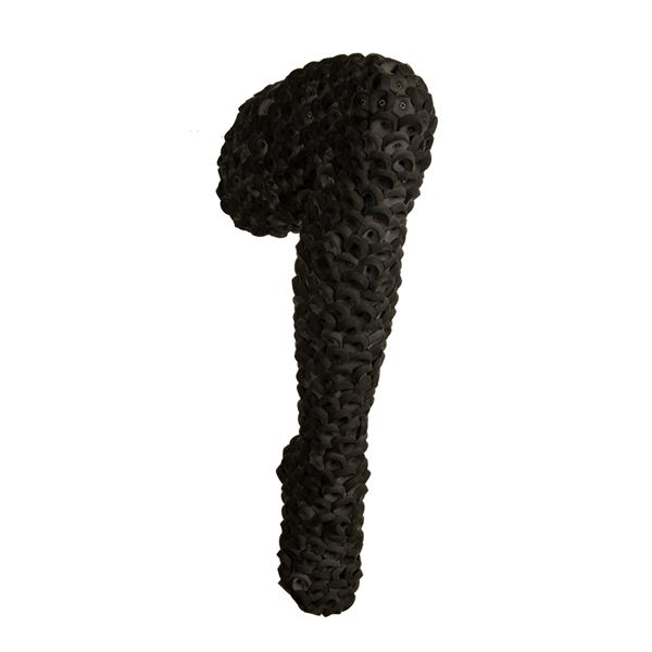 Conceptual Art Black Foam Covered Mannequin Leg