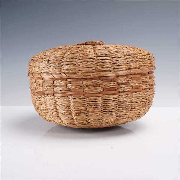 Native American Lidded Sewing Basket