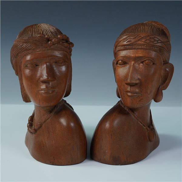 Pair of  Philippine Hardwood Ifugao Busts