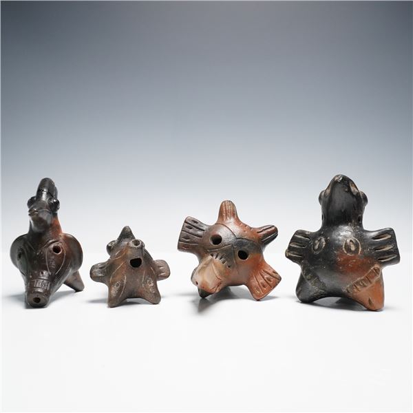 4pc Pre-Columbian Ocarina Pottery Flutes