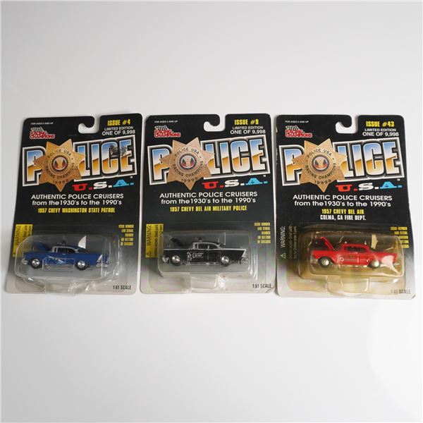 9pc Racing Champions Police USA and Hot Rod Street Wheels Toy Cars