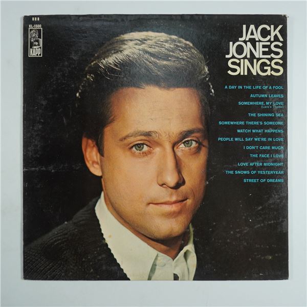 Jack Jones Sings Vinyl Record, Kapp Records KL-1500, LP Album
