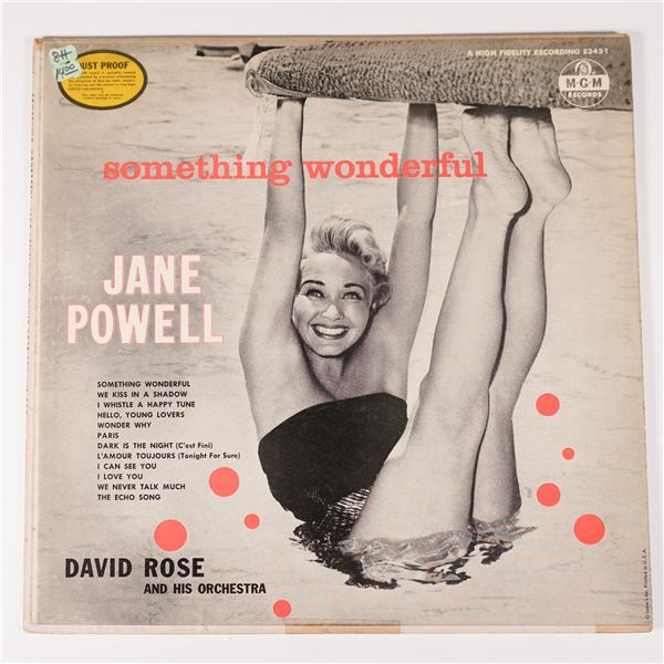 Jane Powell with David Rose & His Orchestra Something Wonderful Vinyl LP