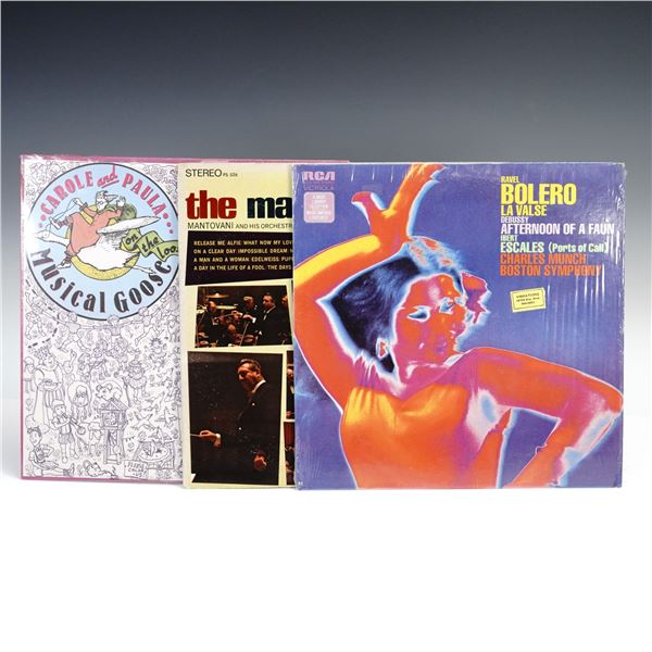 3pc Vinyl LP Records Carole & Paula Mantovani, Boston Symphony & Goose