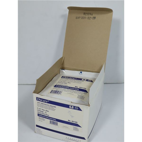 BTE DE 24 PQTS DE 2 GAZE IMPRÉGNÉE DE SOLUTION SALINE 4"x8"