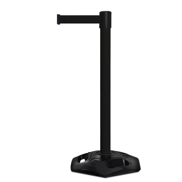 POTEAU DE BARRIÈRE EN PLASTIQUE NOIR AVEC BASE 32"h.