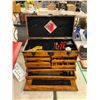 Image 1 : COFFRE D'OUTILS EN BOIS AVEC CONTENU 20"x9"x14"