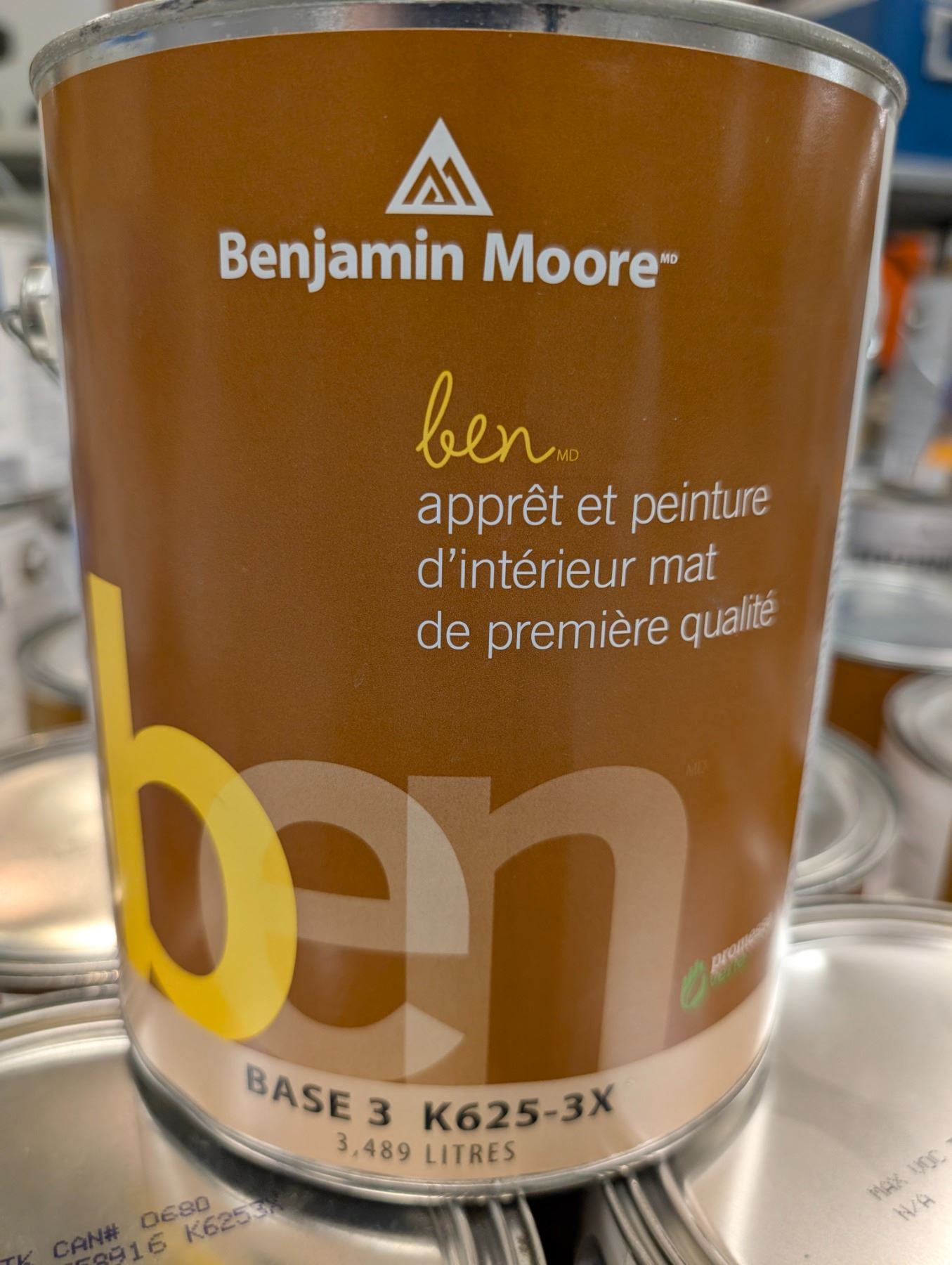 PEINTURE ET APPRÊT INTÉRIEUR BENJAMIN MOORE "BEN" MAT BASE 3 K625-3x 3 ...