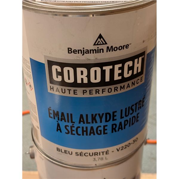 PEINTURE ÉMAIL ALKYD LUSTREE BENJAMIN MOORE COROTECH BLEU SECURITE V220-30 3.78L