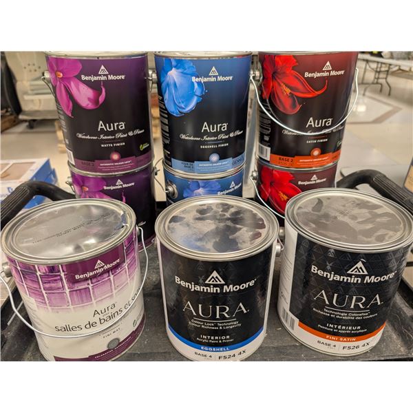 LOT: 9 GAL PEINTURE INTÉRIEUR BENJAMIN MOORE AURA ASST
