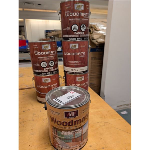 LOT: 6 GAL TEINTURE À BOIS MF WOODMATE ASST