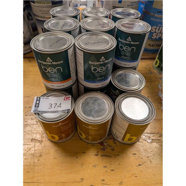 LOT: 20 PEINTURE INTERIEUR 950ML (APPROX) BENJAMIN MOORE "BEN" ASST