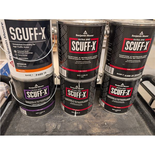LOT: 6 GAL PEINTURE INTÉRIEUR BENJAMIN MOORE SCUFF-X ASST