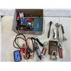 Image 1 : BOX OF ASSORTED TOOLS AND BOOSTER CABLES