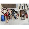 Image 2 : BOX OF ASSORTED TOOLS AND BOOSTER CABLES