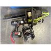 Image 2 : LARGE TOTE OF POWER TOOL BATTERIES, DRILLS CHARGERS AND CHAINSAW