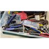 Image 2 : TOTE FULL OF HAND TOOLS, DRILL BIT SETS, CUTTERS, SNIPS, AND MORE