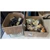 Image 1 : BOX OF DECOR ITEMS AND BOX OF POWER BARS AND ASSORTED POWER ADAPTERS