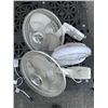 Image 1 : TWO WALL MOUNTED FANS AND SMALL TABLE FAN, TESTED WORKING