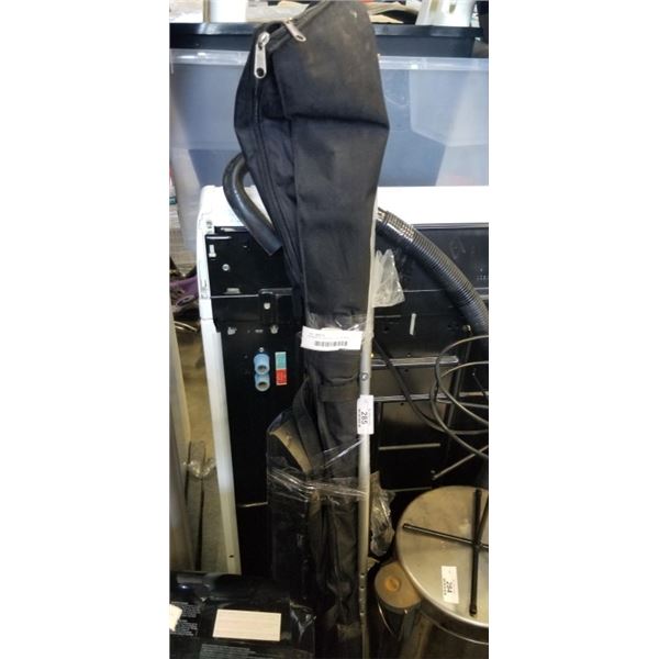 BUNDLE OF ASSORTED LOST PROPERTY ITEMS, WALKING STICK, SPEAKERS, BANNER STANDS, CRUTCH, BAMBOO  ETC