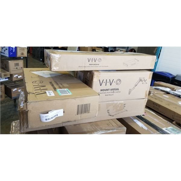 VIVO UNDER DESK DRAWER, PNEUMATIC SINGLE LAPTOP WALL MOUNT, CLAMP ON SHJELF AND CLAMP ON TRAY