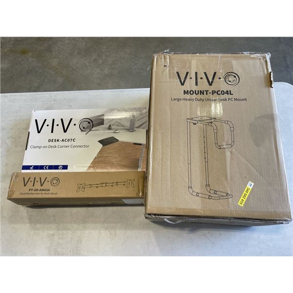 VIVO HEAVY DUTY UNDER DESK PC MOUNT, DUAL MONITOR ARM FOR DESK STAND, AND CORNER DESK CONNECTOR