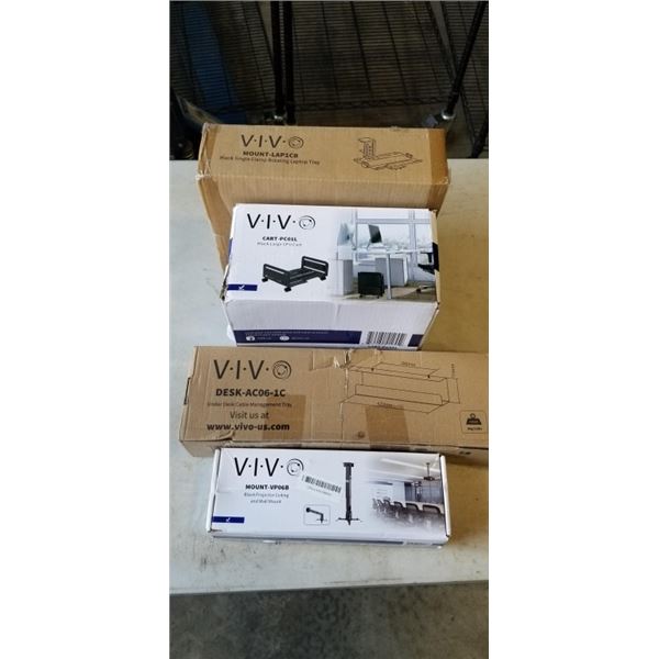 VIVO CABLE MANAGEMENT 2 PACK TRAYS, VIVO EXTENDING CEILING PRJECTOR TRAY, VIVO PC CART, AND ROTATING