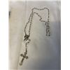 Image 1 : VINTAGE SILVER WITH HEART SHAPED OPAL OPALESQUE GLASS BEADS ROSARY
